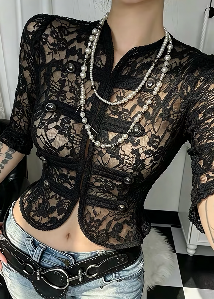 GOTHIC LACE BUTTON SHORT JACKET / LG1670
