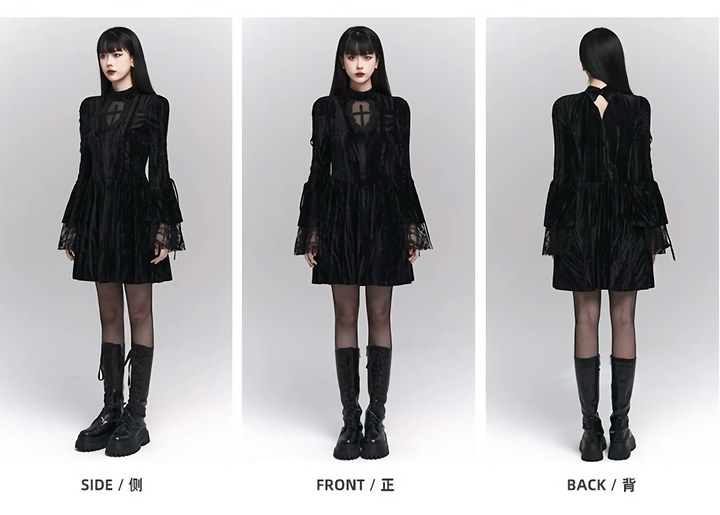 goth velvet lacing mini dress / lg1139