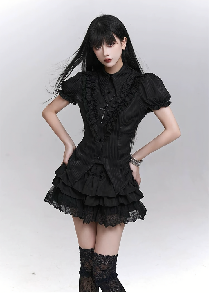 REQUIEM RUFFLE PUFF SLEEVE SHIRT / LG1308