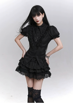 REQUIEM RUFFLE PUFF SLEEVE SHIRT / LG1308_e4r 