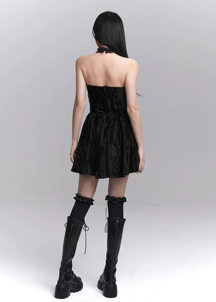 gothic frill velvet dress / LG1217