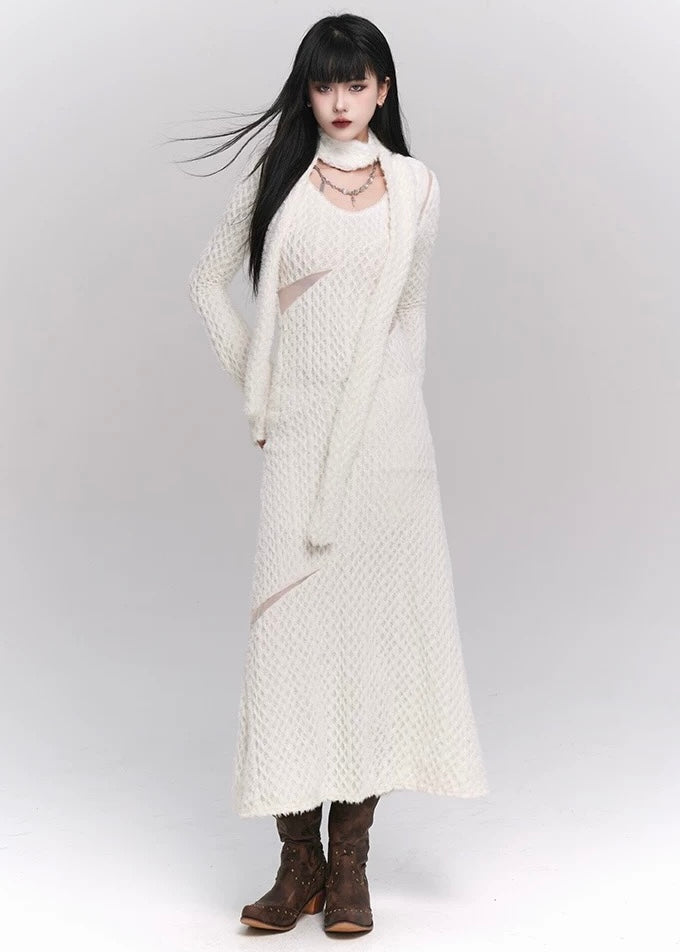 lace knit long dress / LG1183 