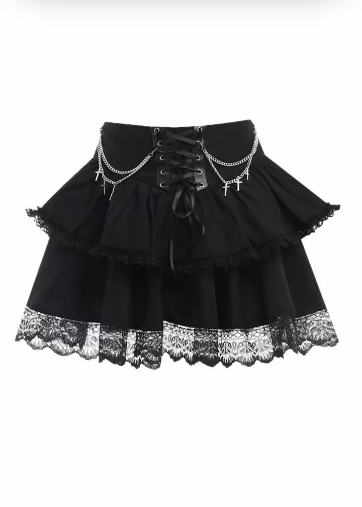 GOTHIC FRILL LAYERED SKIRT / LG1569