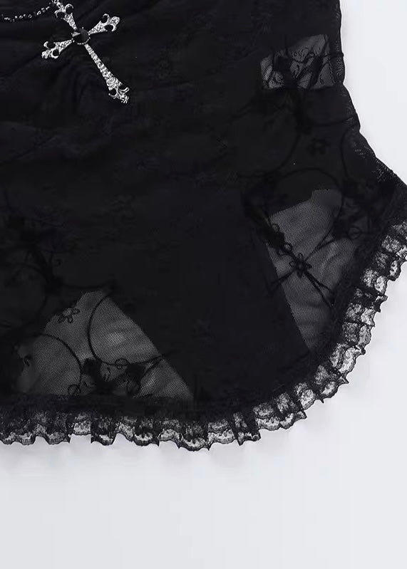 BLACK LACE CROSS CAMISOLE / LG1579