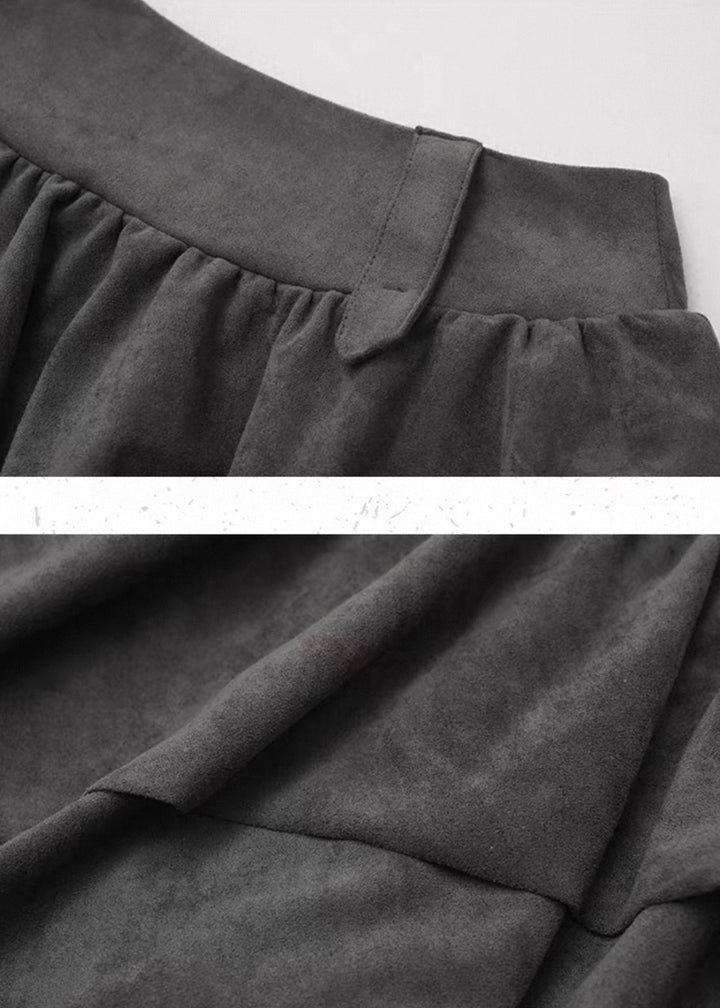 ASYMMETRY SUEDE LAYERED SKIRT / LG1397