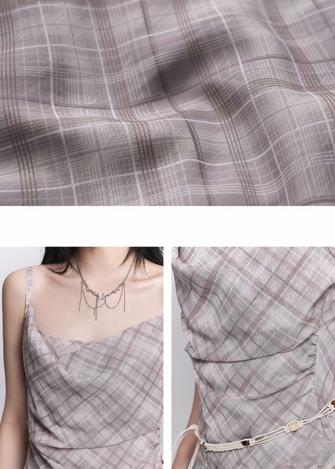 PLAID DRAPE IRREGULAR DRESS / LG1545