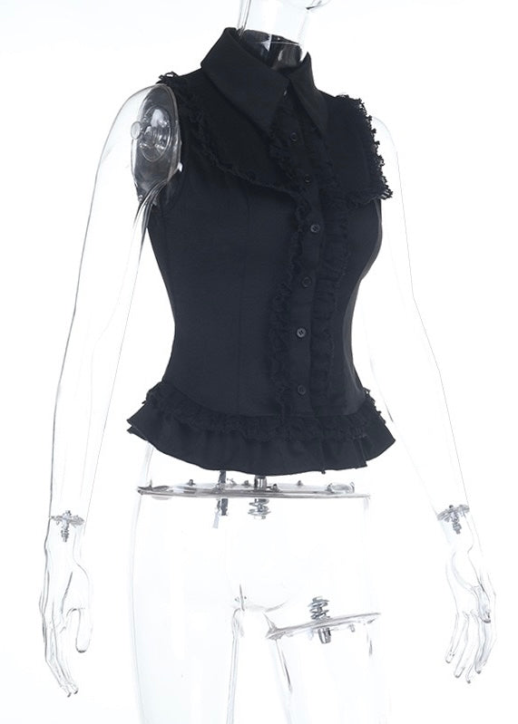 GOTHIC FRILL SLEEVELESS BLOUSE / LG1670