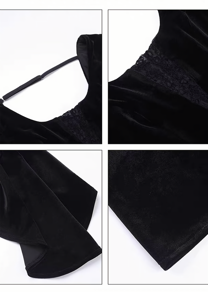 VELVET MERMAID BELL SLEEVE DRESS / LG1709