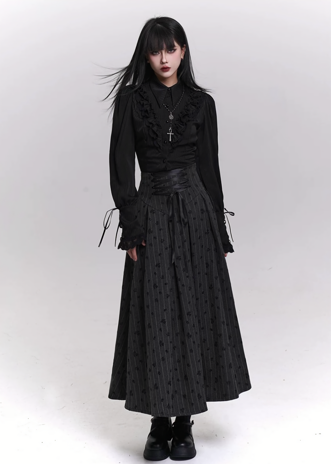 REQUIEM CORSET A-LINE MIDI SKIRT / LG1466