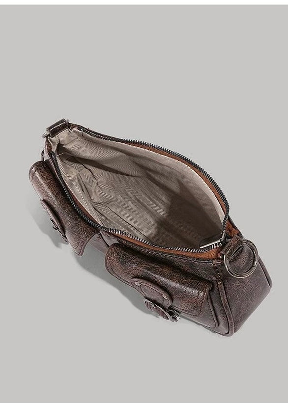 DOUBLE BUCKLE VINTAGE SHOULDER BAG / B1117