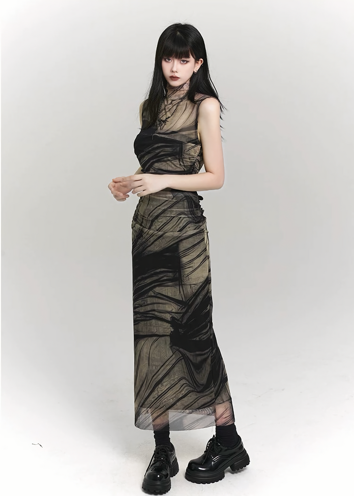 SMOKE DRAPE GOTHIC DRESS / LG1108