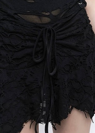 lace up crock top / LG1171 &amp;amp; gothic black hole short skirt / LG1172 