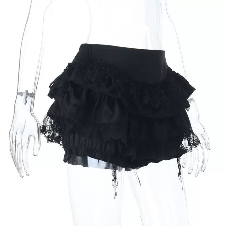 Gothic Lace Camisole &amp;amp; Frill Skirt Set + Flare Sleeve Cardigan / LG1404
