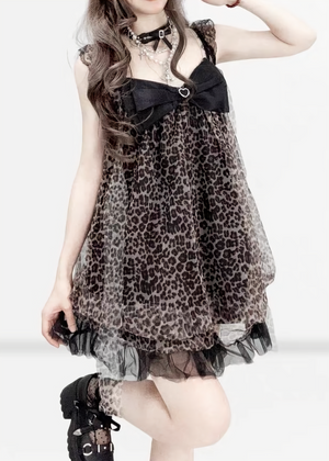 LEOPARD RIBBON TULLE DRESS / LG1618