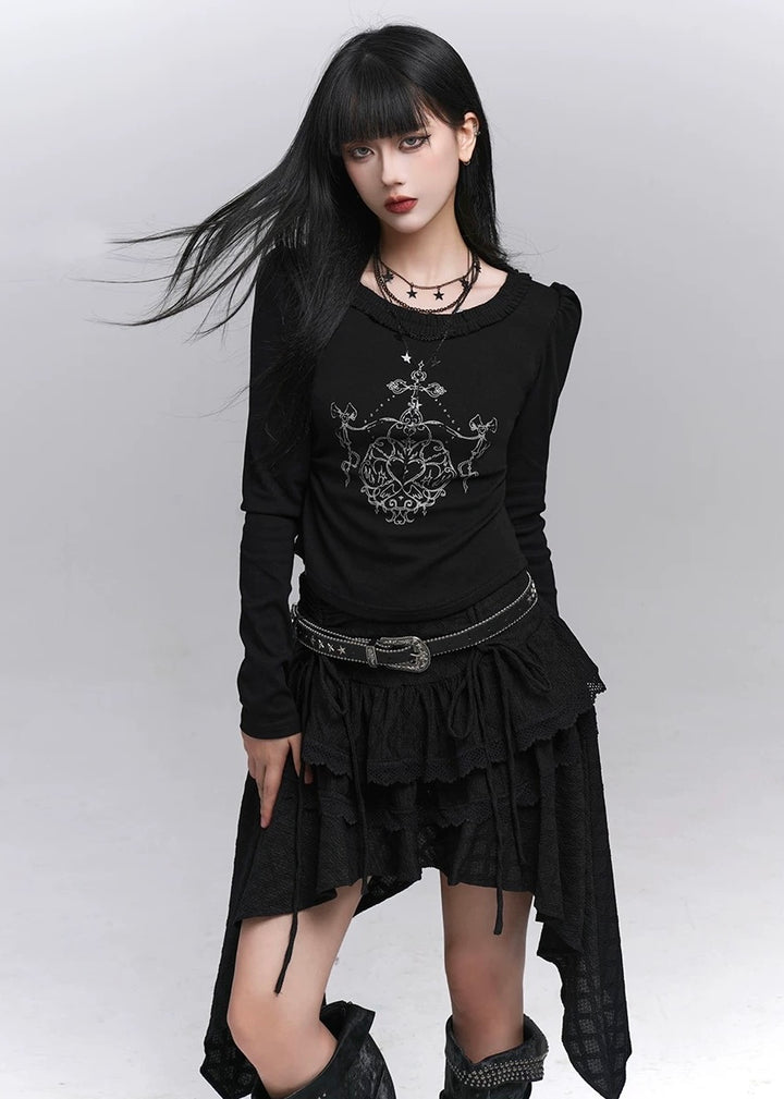 Shadow Shirring Ribbon Skirt / lg1361_e4r