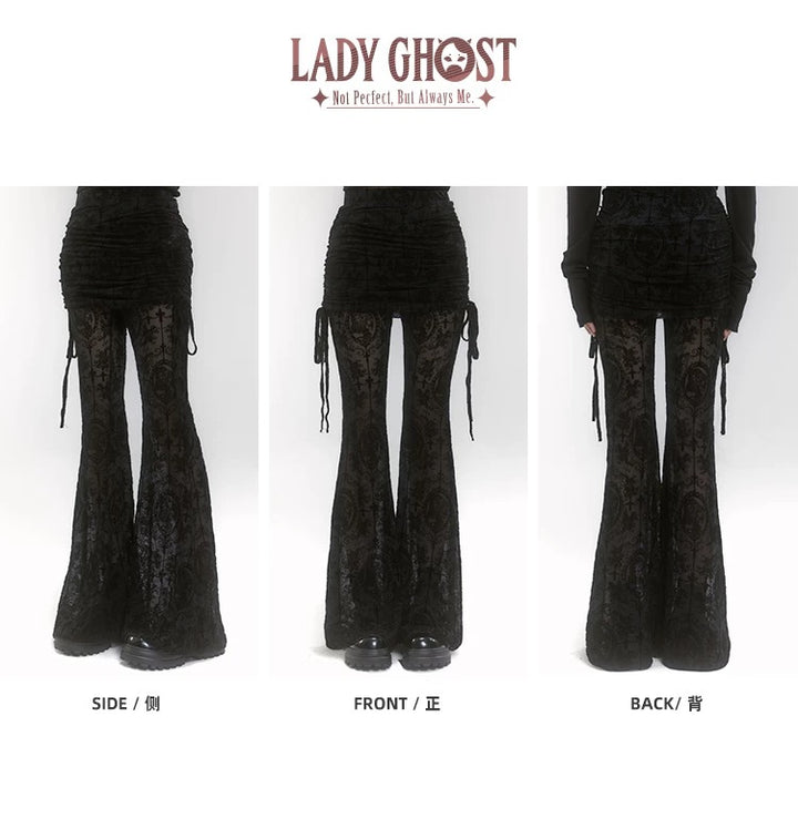 lace flare see-through pants / LG1188