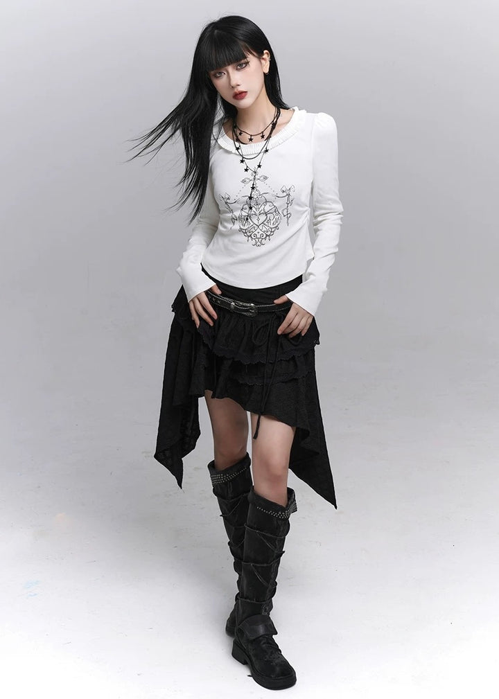 Shadow Shirring Ribbon Skirt / lg1361_e4r