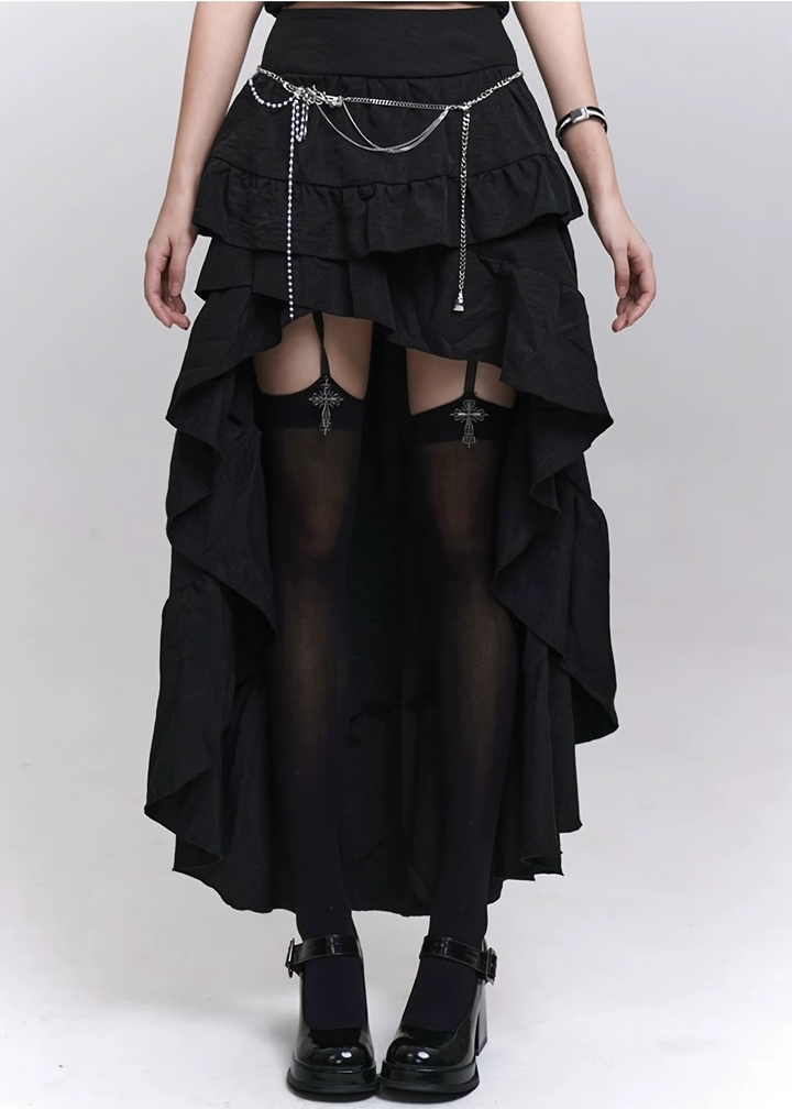 Gothic Frill Asymmetry Skirt / LG1297_e4r