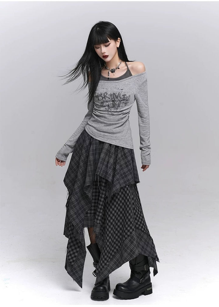 Layered Check Gothic Skirt / lg1351