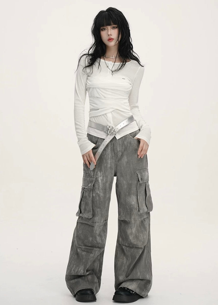 Henley Neck Drawstring Tops / LG1394