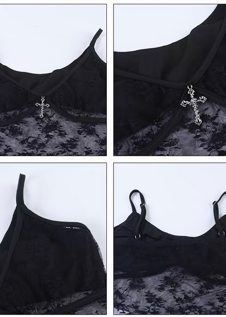 GOTHIC CROSS MESH CAMISOLE / LG1635