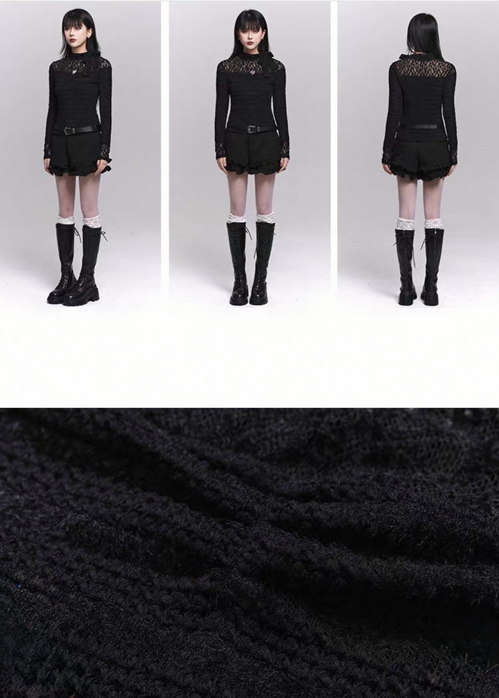 Lace High-Neck Slim Fit Top / LG1508