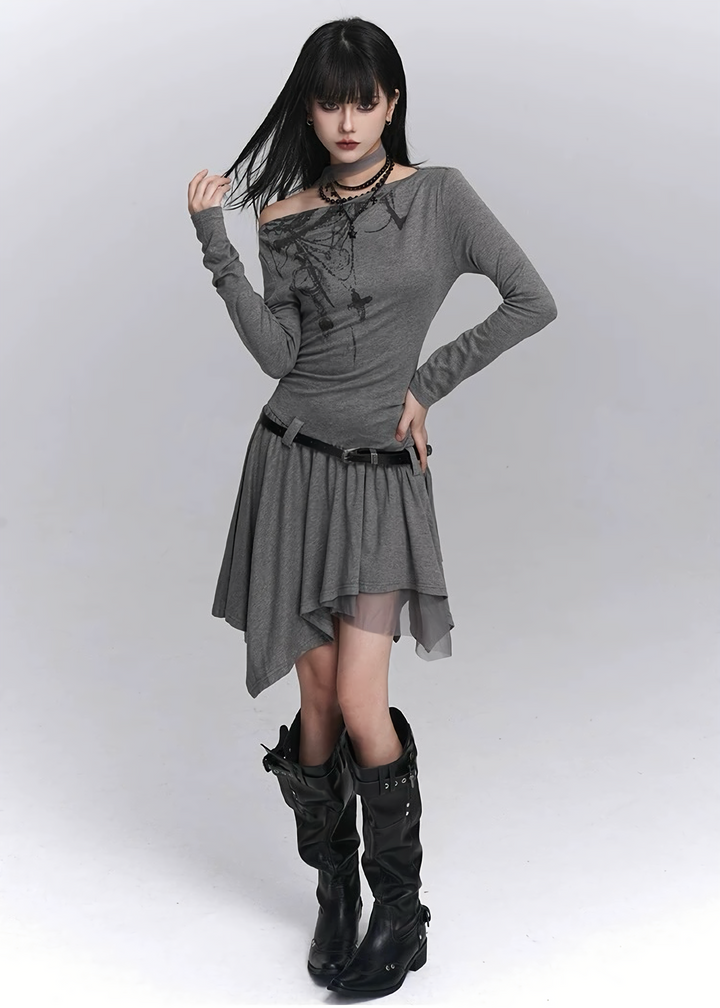 ASYMMETRIC WHISPER DRESS / LG1436