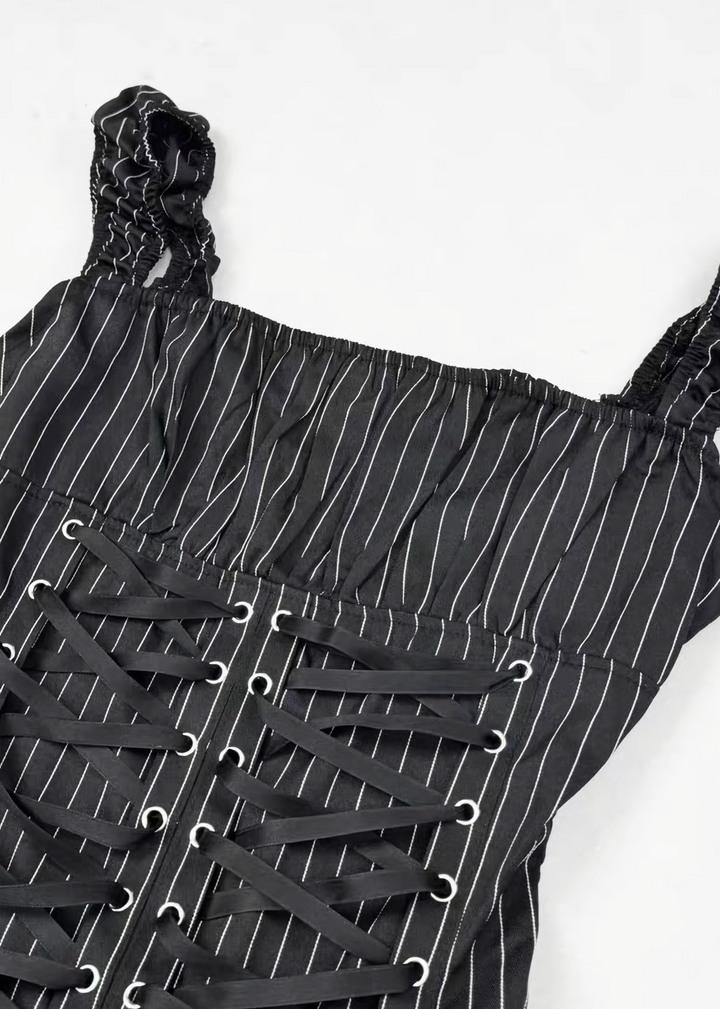 PINSTRIPE CORSET MINI DRESS / LG1575
