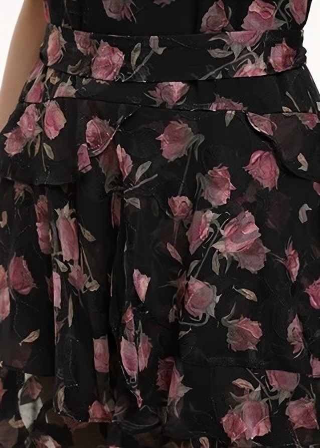 Rose print sheer cami dress / lg1262 
