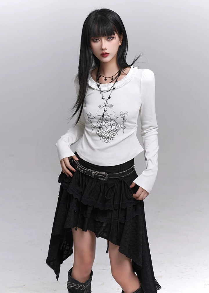 Shadow Shirring Ribbon Skirt / lg1361_e4r