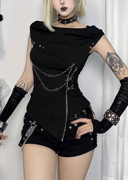 DARK CHAIN HOODED TOP / LG1659