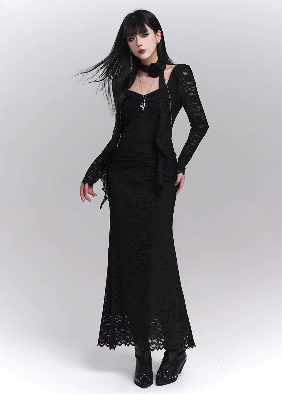 DARK BLOOM LACE DRESS /  LG1398_e4r