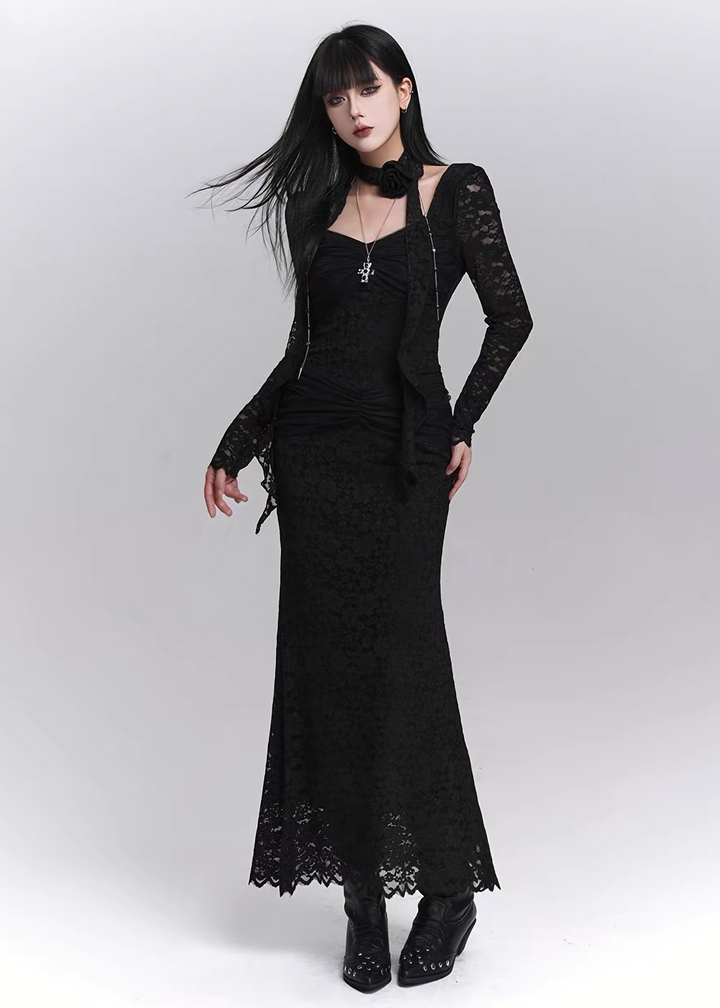 DARK BLOOM LACE DRESS /  LG1398_e4r
