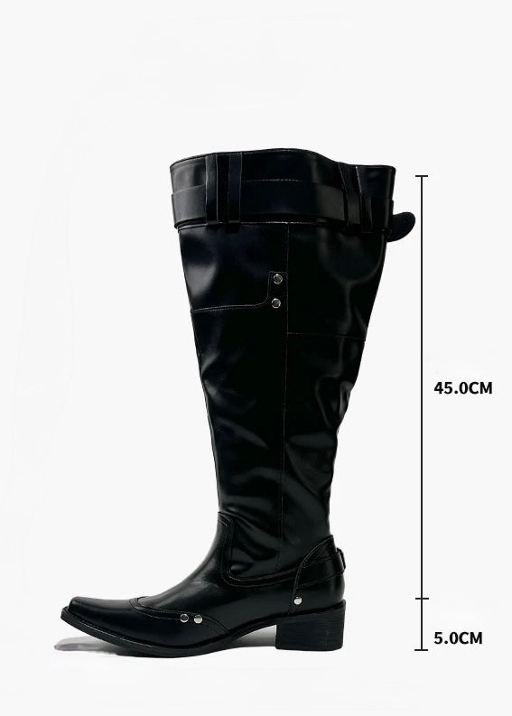 BUCKLE LONG RIDING BOOTS / V1158