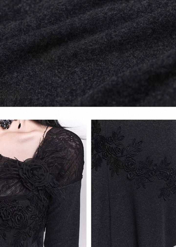 LACE ACCENT OFF-SHOULDER MAXI DRESS / LG1460