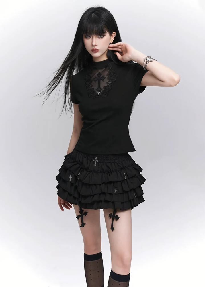 CROSS GOTHIC BALLET SKIRT / LG1267