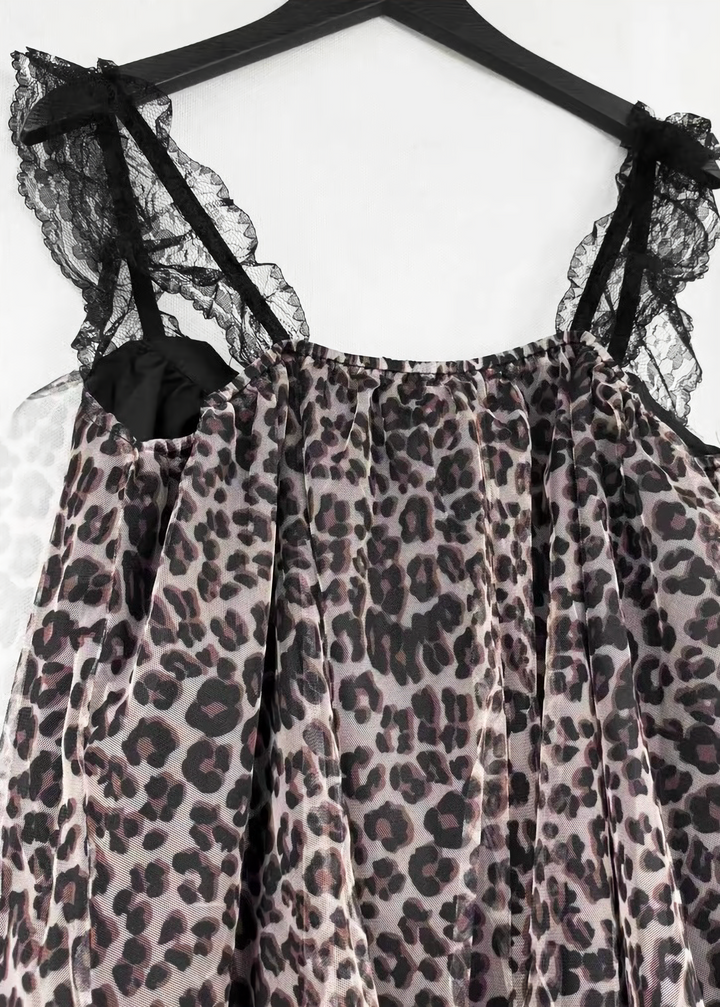 LEOPARD RIBBON TULLE DRESS / LG1618