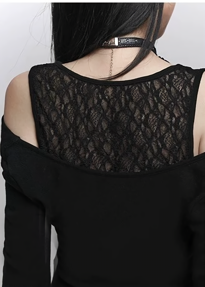 Lace veil off-the-shoulder gothic top / lg1341