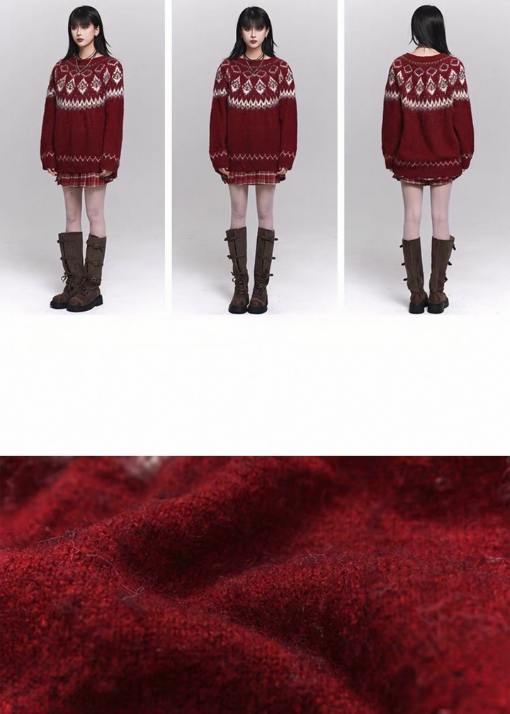 NORDIC FUZZY KNIT SWEATER / LG1481