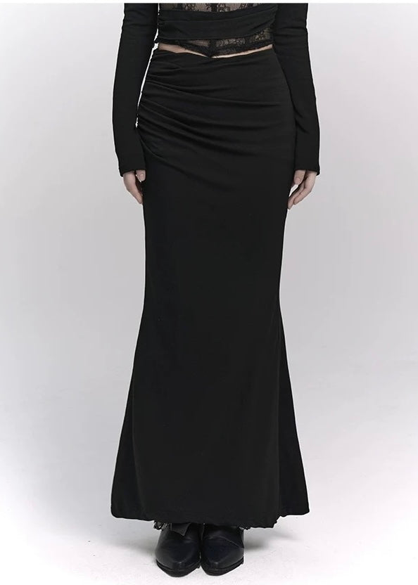 [Same-day shipping] Black lace cut and sew &amp; mermaid skirt / LG1143