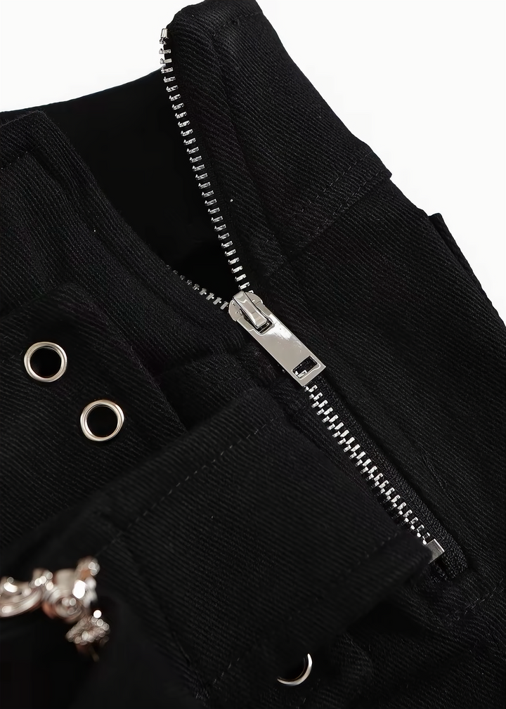 STUDDED V-NECK TOP &amp; BUCKLE SKORT / LG1714