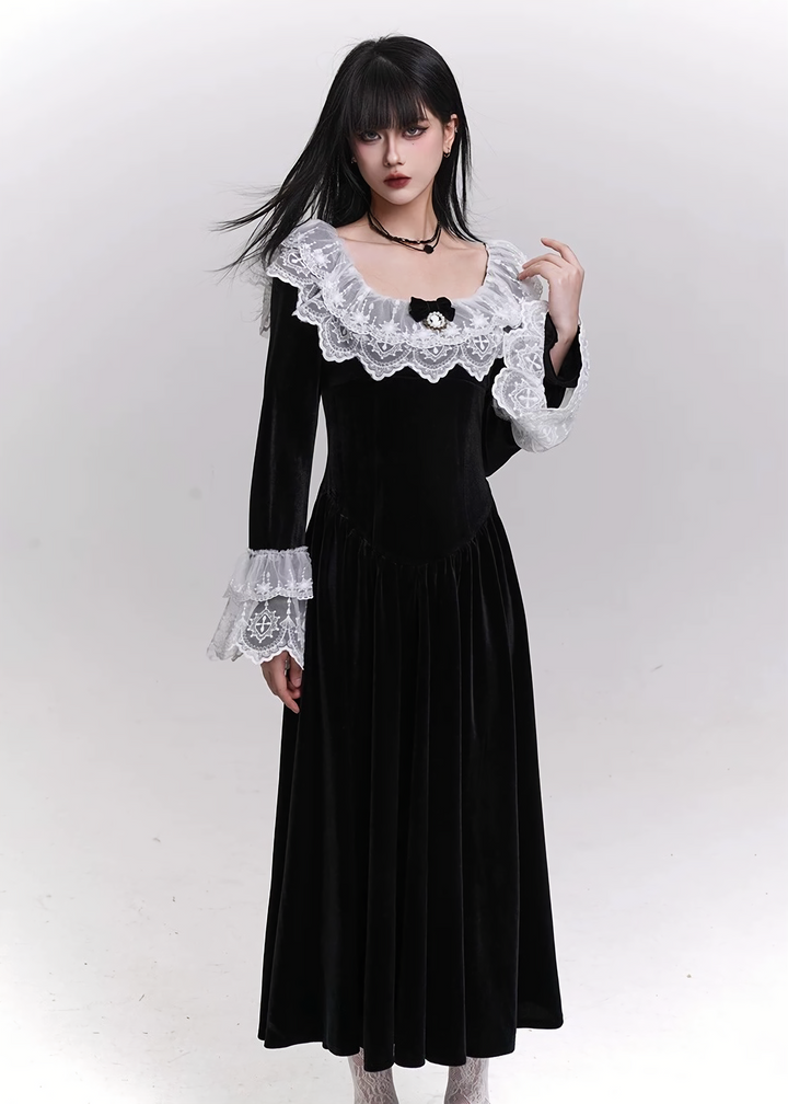 LUNA LACE VELVET DRESS / LG1465