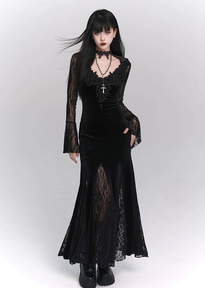 【即日配送】black velvet long dress / LG1177