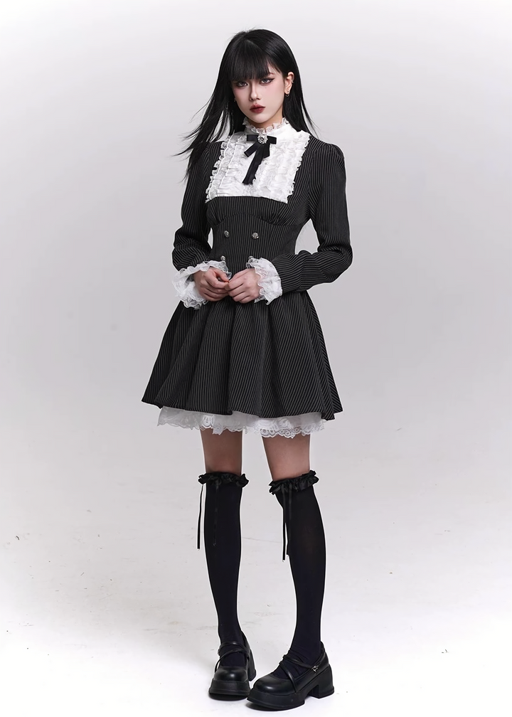 PINSTRIPE FRILL MINI ONE-PIECE / LG1450