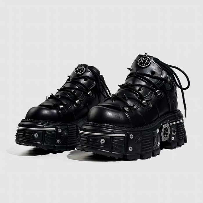 GOTHIC STUDDED PLATFORM SHOES / V1186