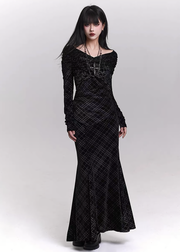 CROSS VELVET LONG SET / LG1472