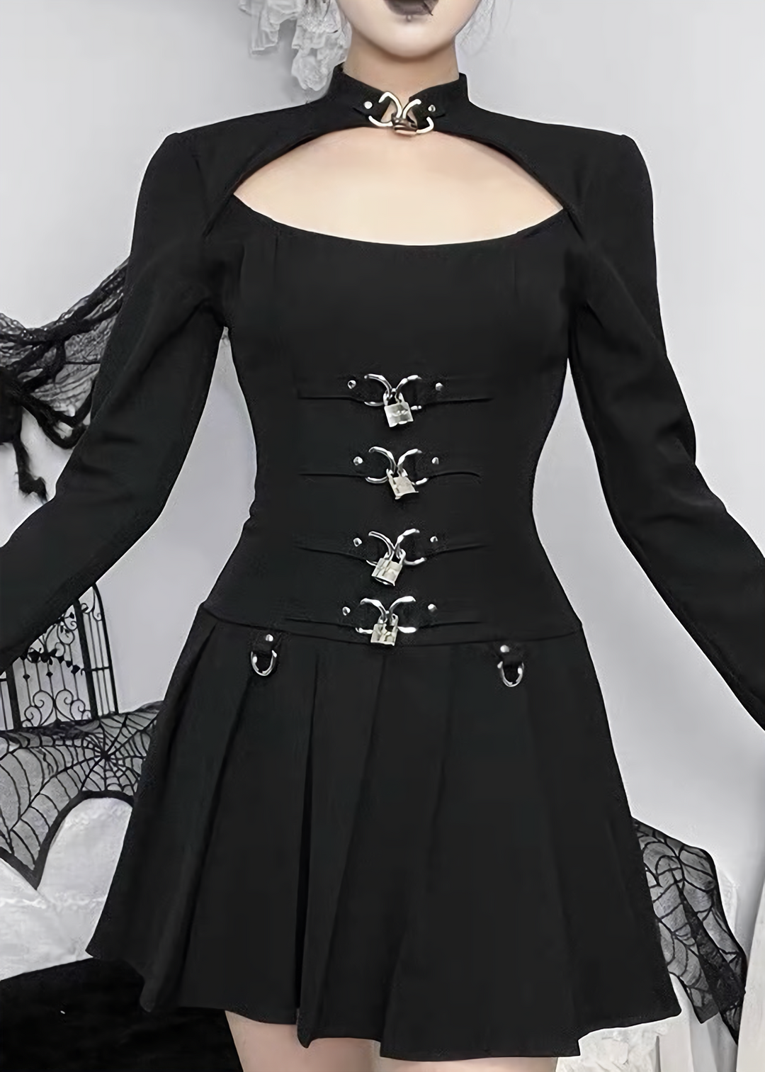 GOTHIC PADLOCK CUTOUT MINI DRESS / LG1733