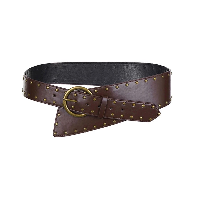STUDS WIDE LEATHER BELT / A1137