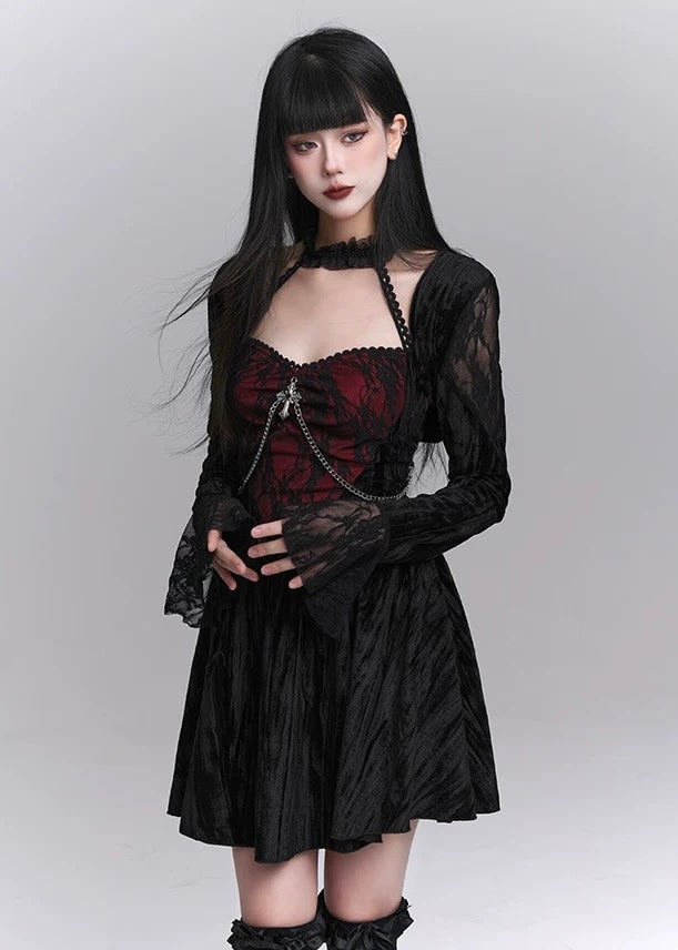 gothic frill velvet dress / LG1217