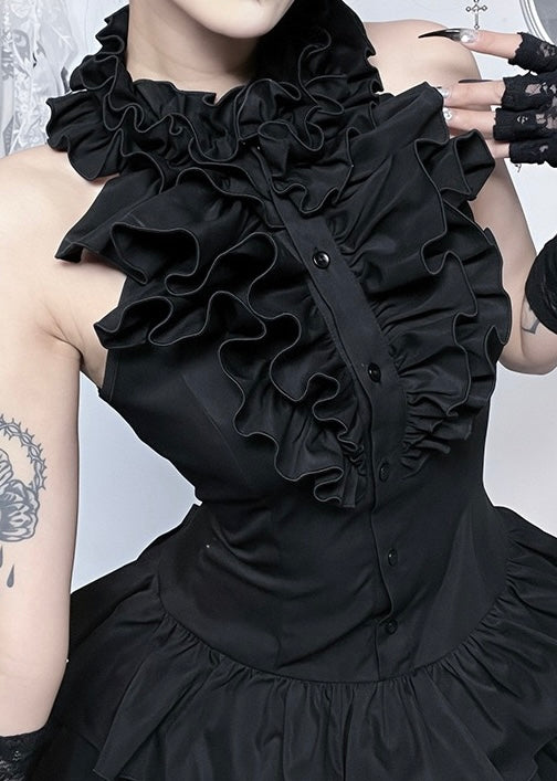 GOTHIC FRILL MINI DRESS / LG1556